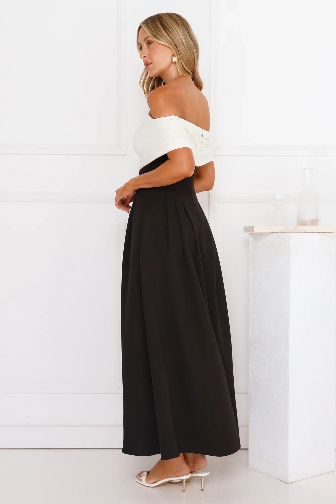 Too Hot To Handle Off Shoulder Maxi Dress Black