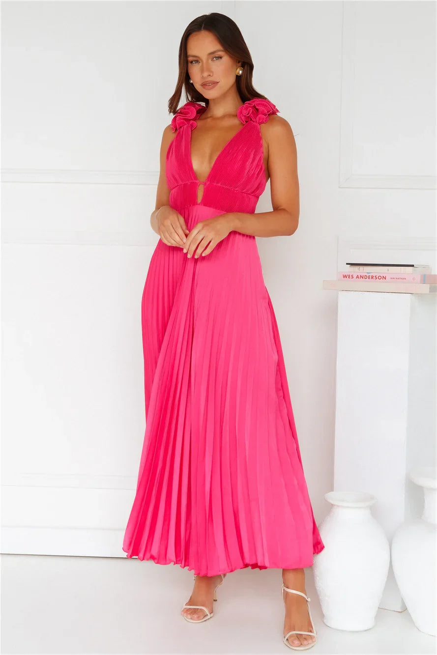 Something Special Satin Midi Dress Pink