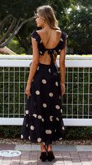 Taylee Midi Dress - Black/Cream Polka