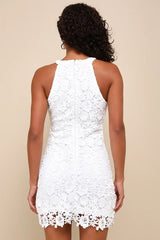 Love Poem Ivory Lace Mini Dress