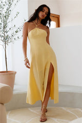 She's Captivating Midi Dress Yellow