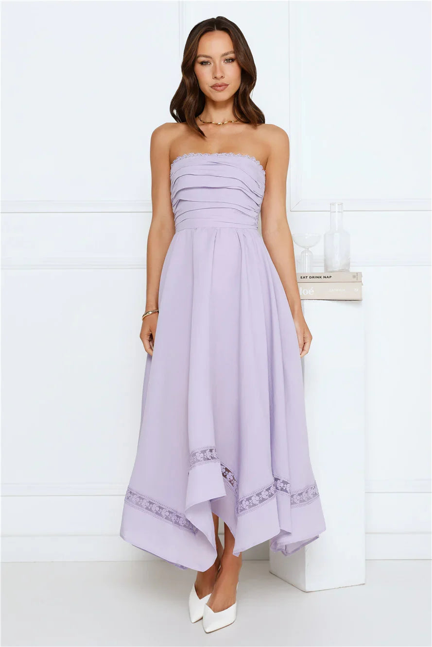 Visit The Moon Strapless Midi Dress Lilac