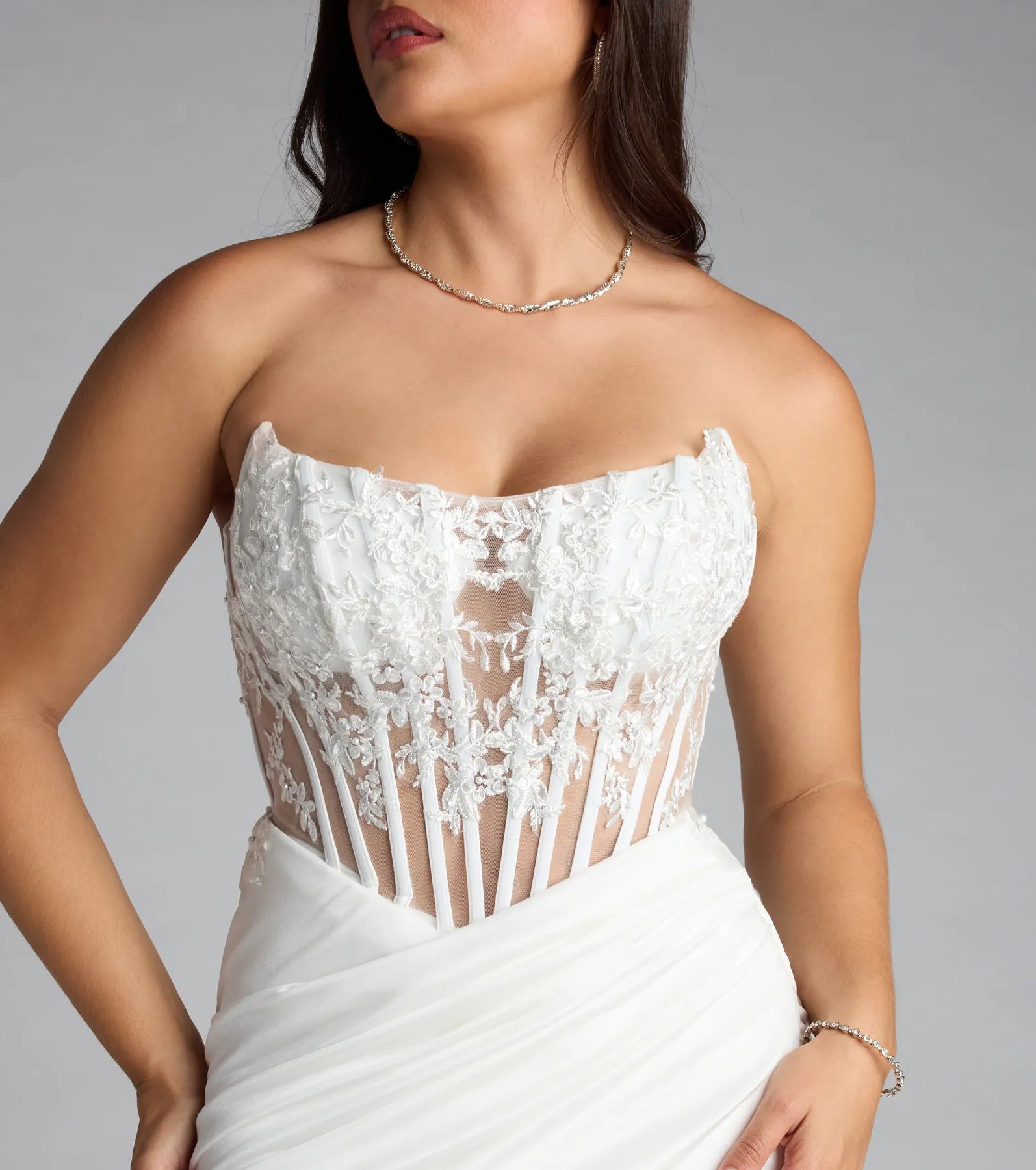 Shayla Strapless Corset Lace Formal Dress